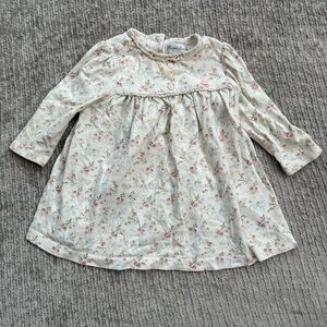 Ralph Lauren Baby Girl‎ Floral Dress 6M Ivory Pink Long Sleeve Cotton